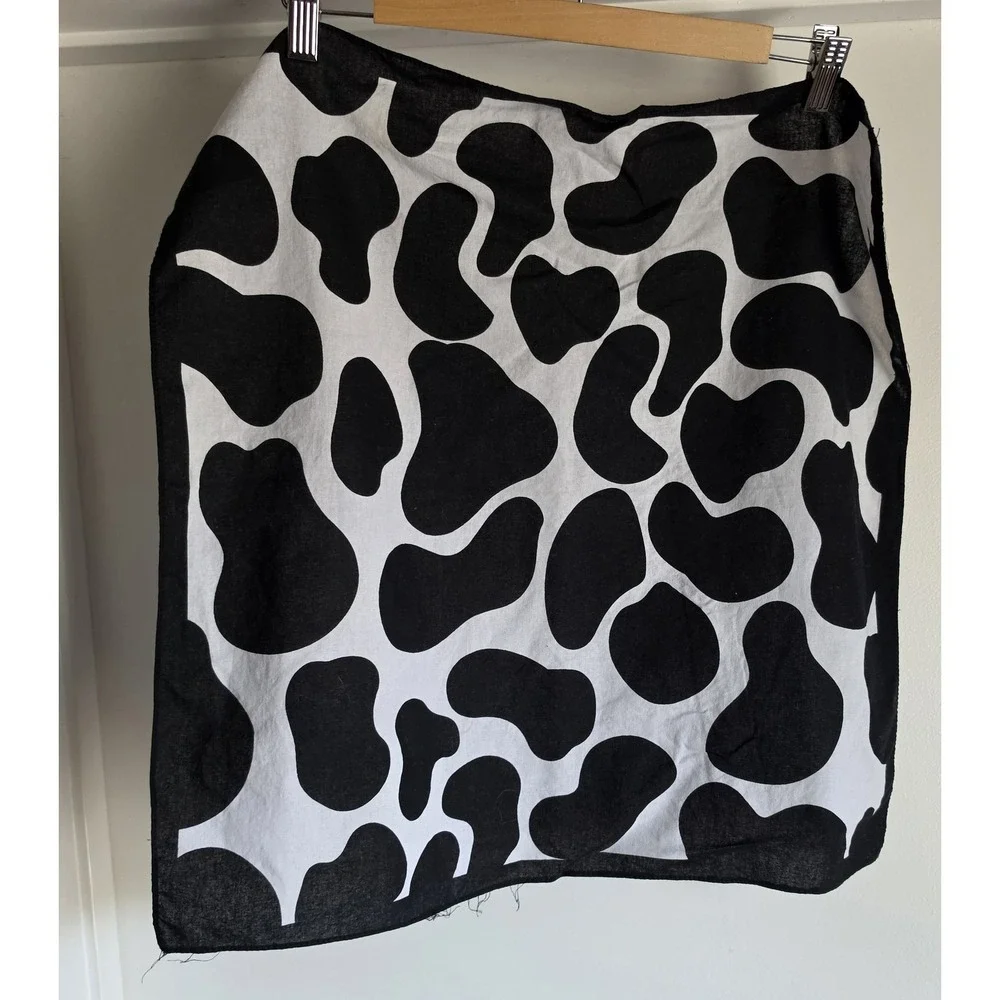 Black White Cow Print Bandana 21in Unisex Scarf Wrap Head Neck Square